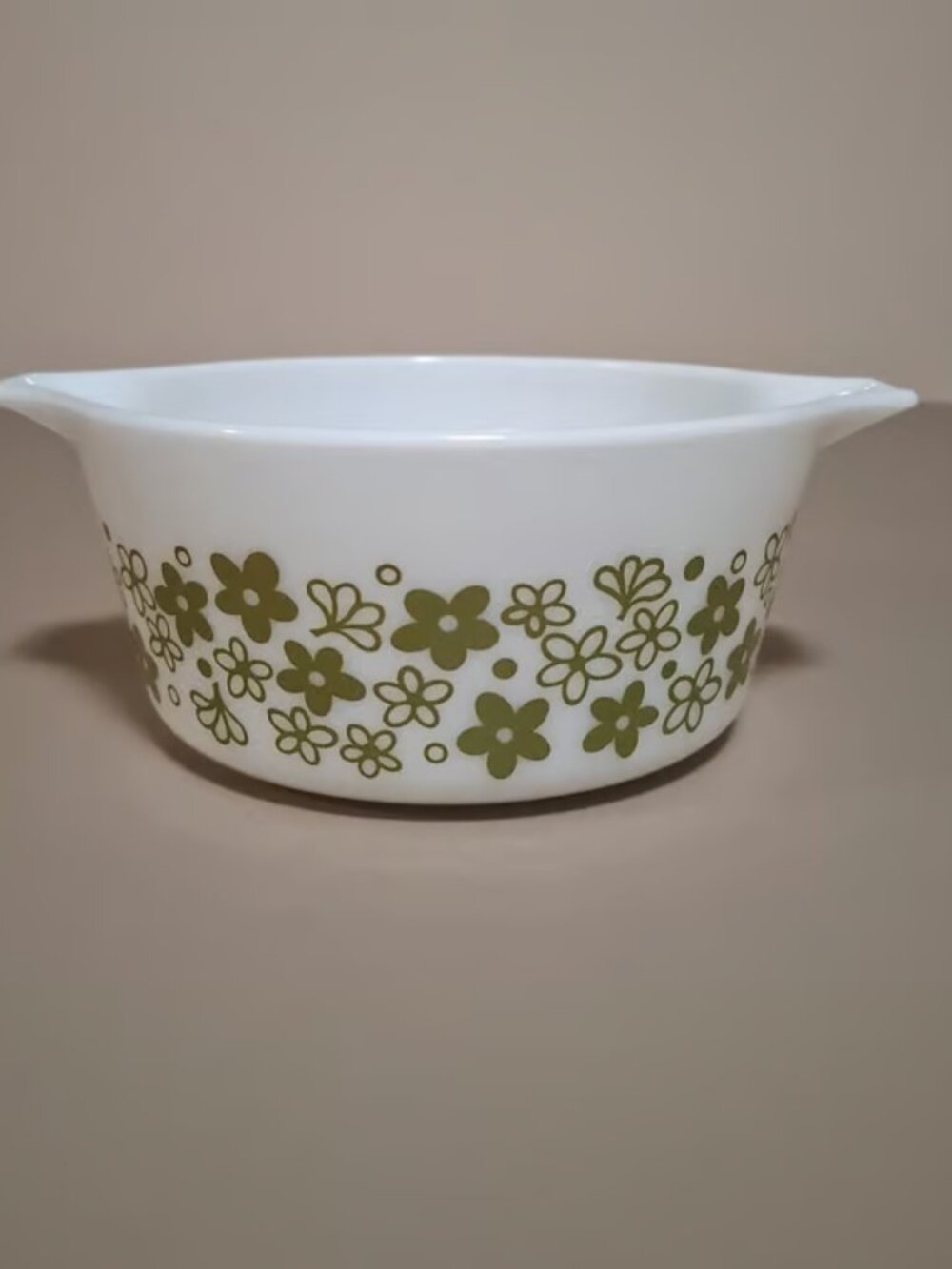 Pyrex Vintage Spring Blossom 474-B Round 1 1/2 Quart White Casserole Bowl